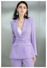 Purple V-Neck Wide Leg Pantsuit Set - FashionByTeresa